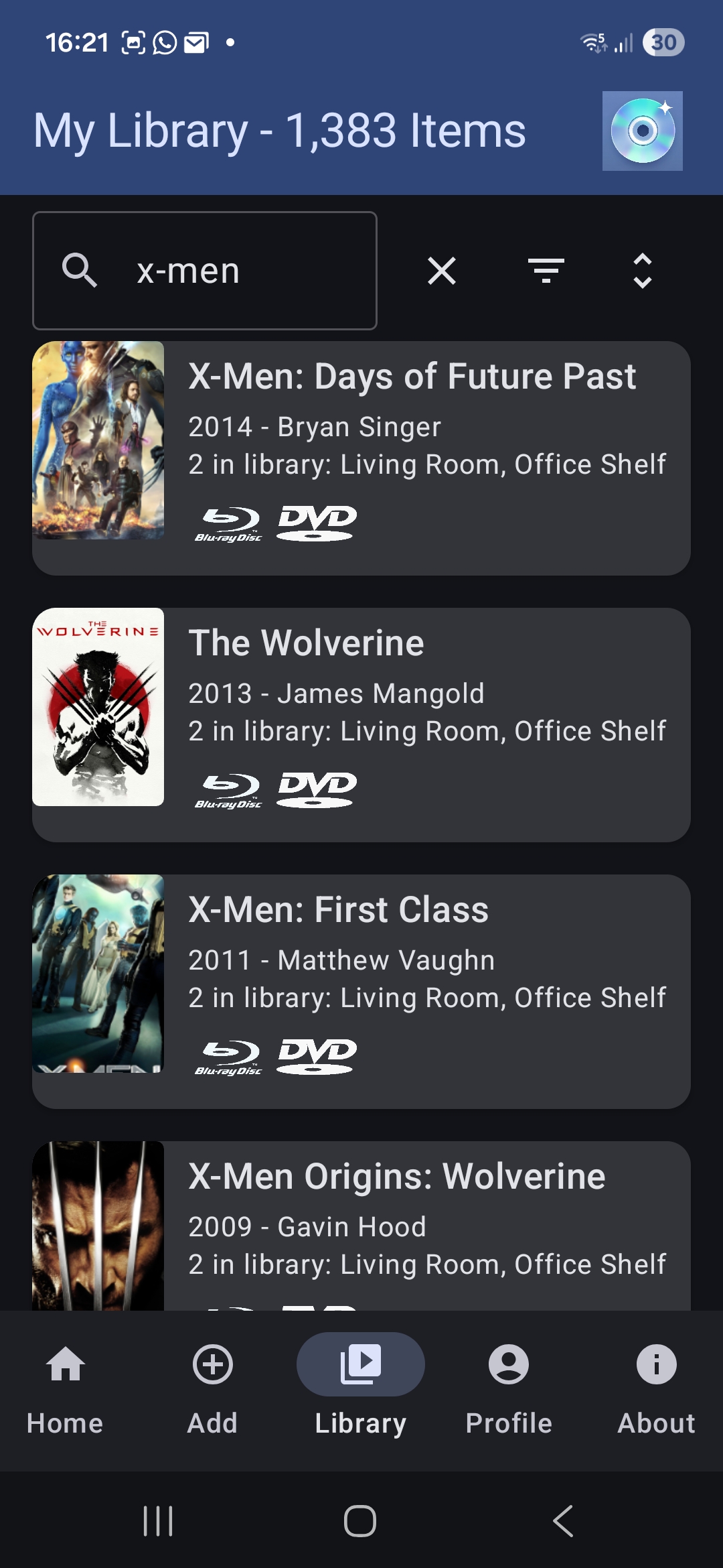 Media library view